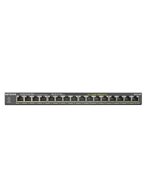 Netgear GS316P-100EUS Unmanaged 16-Port PoE Gigabit Ethernet Switch