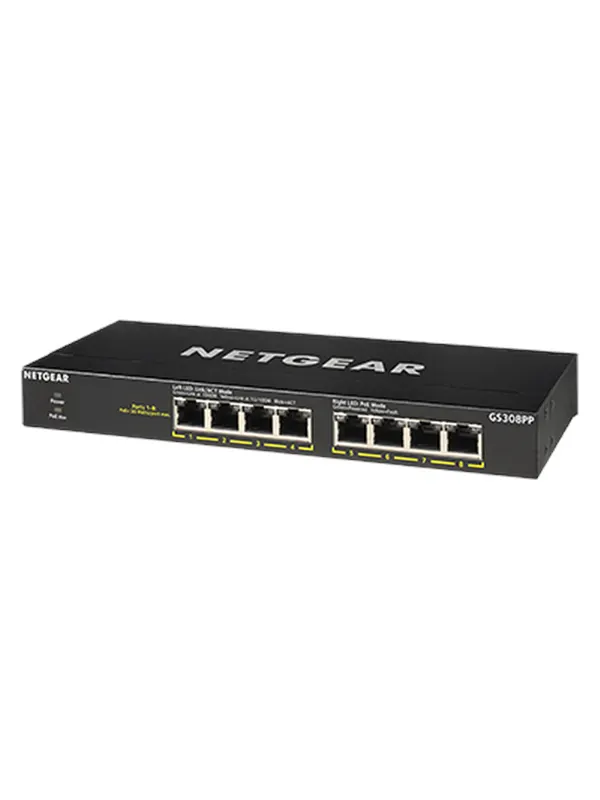 Netgear GS308PP 8-Port Gigabit Ethernet SOHO PoE+ Unmanaged Switch (83W)