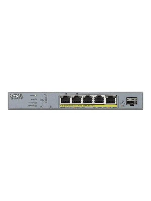 ZyXEL GS1350-6HP 5-port GbE Smart Managed PoE+ (60W) Switch with GbE Uplink