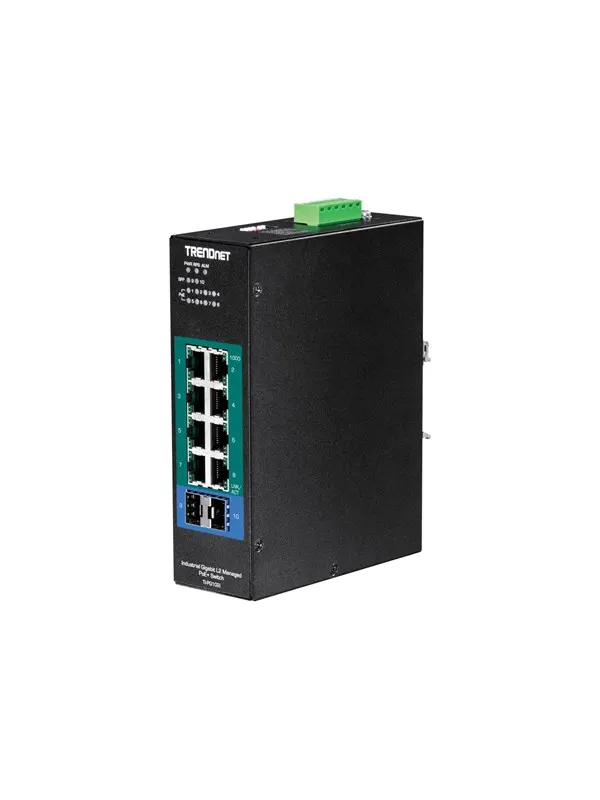 TRENDnet TI-PG102I 10-Port Industrial Gigabit L2 Managed PoE+ DIN-Rail Switch 24 - 57V