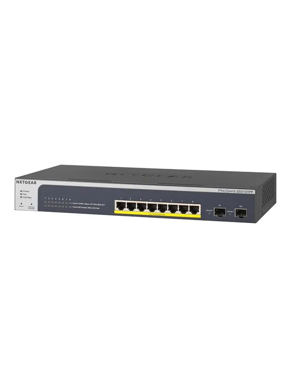 Netgear GS510TPP 8-Port Gigabit High Power PoE+ Smart Switch with 2 SFP Ports (190W)