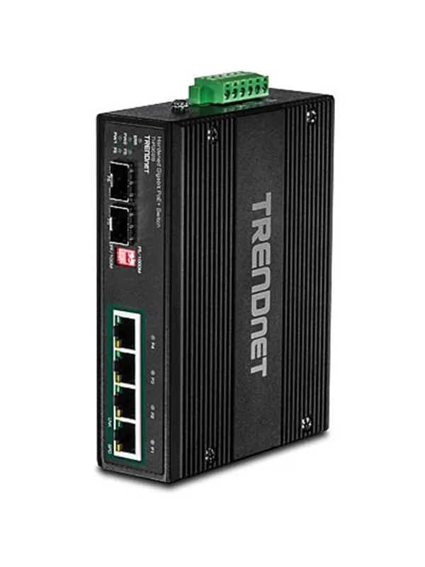 TRENDnet TI-PG62B 6-Port Industrial Gigabit PoE+ DIN-Rail Switch 12 - 56 V