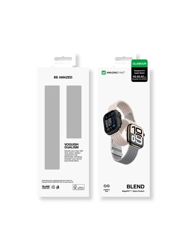 AmazingThing Blend Band 2-Pack for Apple Watch 45/46/49mm - Rose Gray/Pink