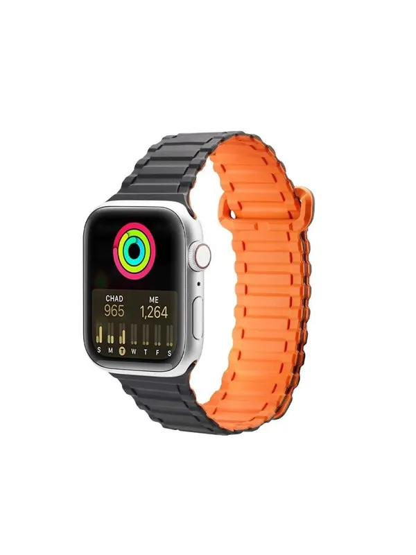 Dux Ducis Strap (Armor Version) for Apple Watch SE/9/8/7/6/5/4/3/2/1 (41/40/38mm) Magnetic - Black & Orange