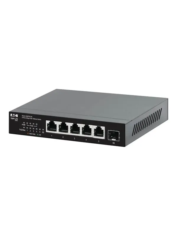 Eaton Tripp Lite series Desktop Gigabit Ethernet Unmanaged Switch PoE+ Pass-Through 5-Port 2.5 Gbps 70W Metal