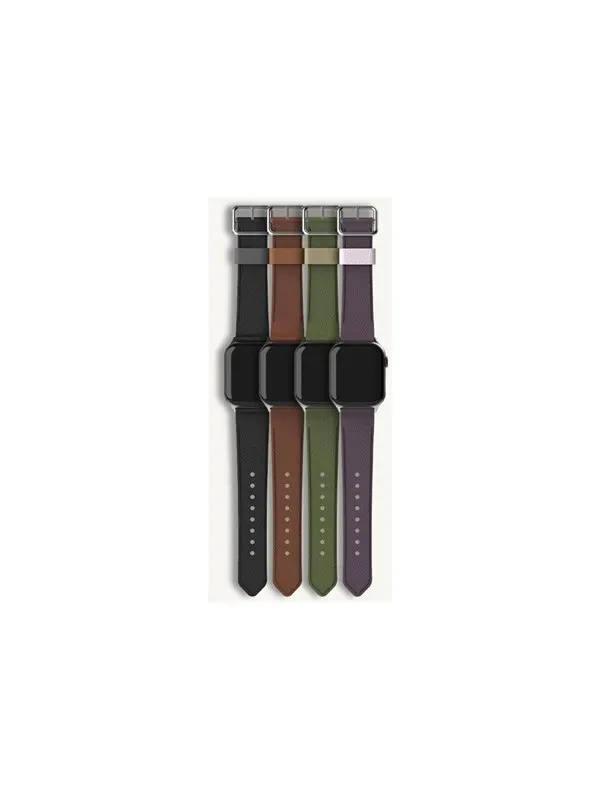 OtterBox Symmetry Cactus Leather Watch Band for Apple Watch 44/45/46mm Noir Ash - black