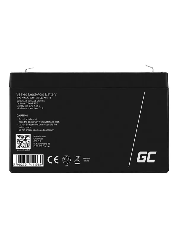 Green Cell AGM12 AGM 6V/7Ah Gel Deep Cycle