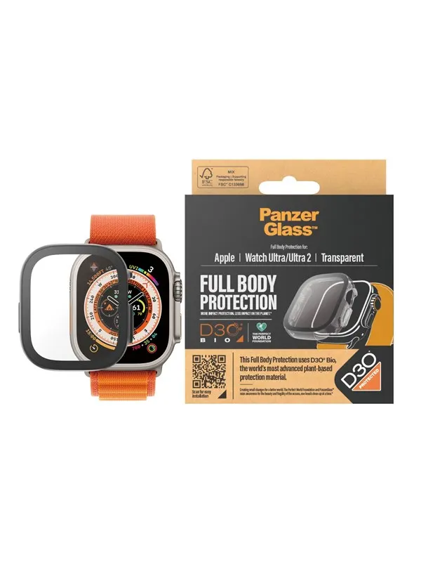 PanzerGlass Screen Protector Full Body with D3O Apple Watch Ultra | 49mm | Transparent