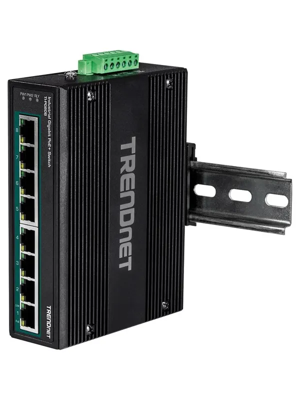 TRENDnet TI-PG80B 8-Port Industrial Gigabit PoE+ DIN-Rail Switch (24 - 56V)