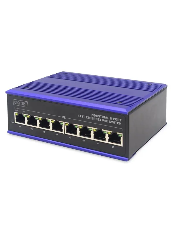 DIGITUS DN-650108 8-Port Fast Ethernet Network PoE Switch Industrial Unmanaged