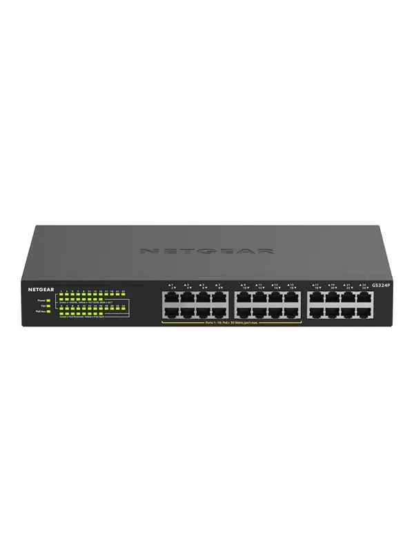 Netgear GS324P 24-Port Gigabit Ethernet Unmanaged Switch with 16-Ports PoE+ (190W)