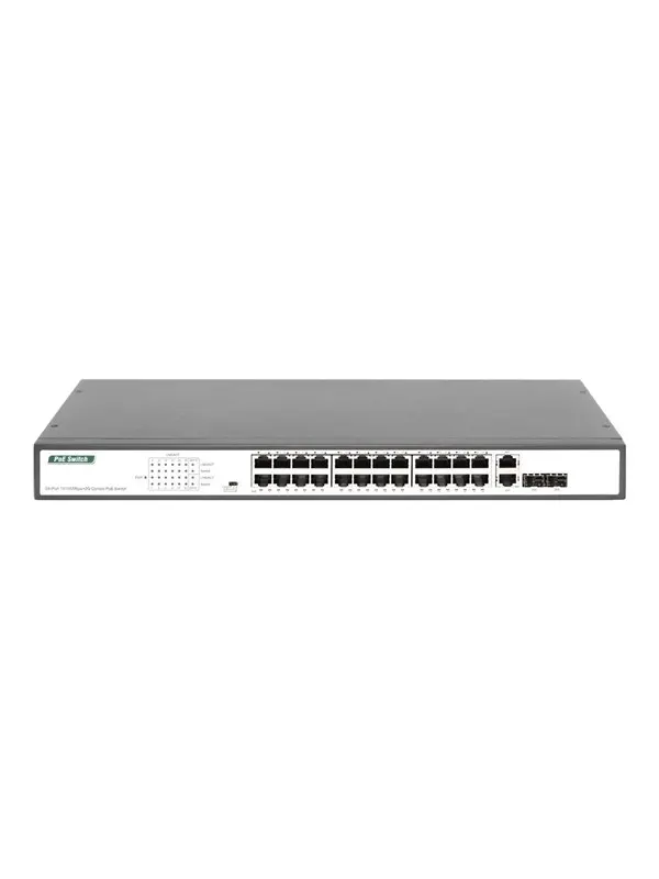 DIGITUS DN-95343 24 Port Fast Ethernet PoE Switch 19 Inch Unmanaged 2 Uplinks