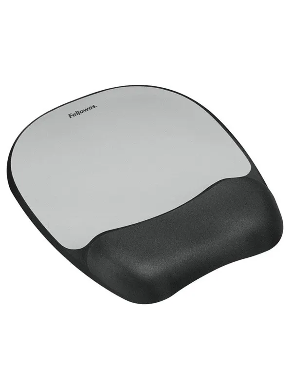 Fellowes Memory Foam Mousepad Wrist Rest Silver Streak