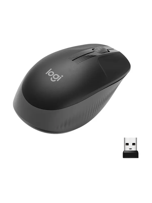 Logitech M190 Trådlös Optisk Datormus i Fullstorlek - Grafitgrå - Mouse - Optic - 3 knappar - Svart