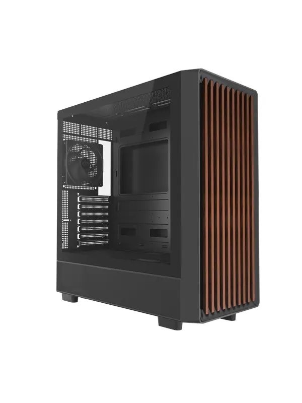 DUTZO C740 Airflow Wood - Chassi - Miditower - Svart
