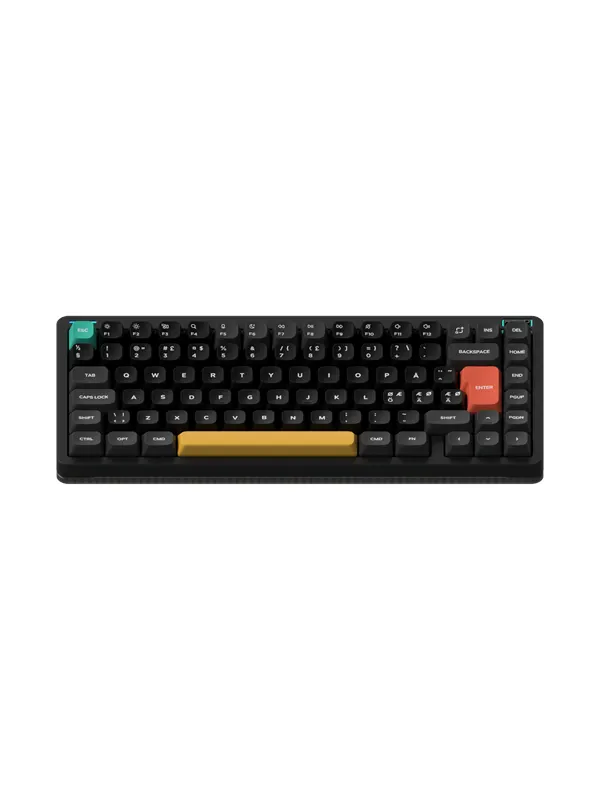 NuPhy Halo75 V2 Obsidian Black - Raspberry - Gaming Keyboard - Utan numpad - Nordisk - Svart
