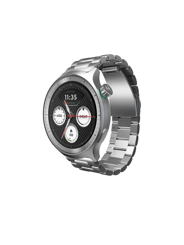 Motorola moto watch - Matte Silver + PANTONE Herbal Garden band