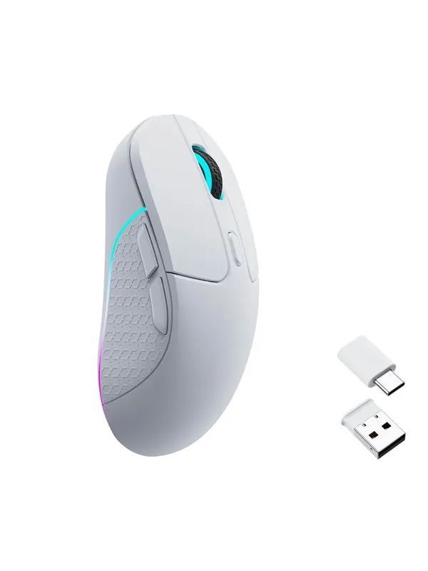 Keychron M3 RGB Light 79g Wireless 1K - Gamingmus - Optic - 5 knappar - Vit med RGB ljus
