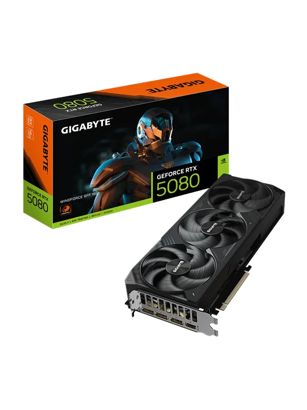 GIGABYTE GeForce RTX 5080 WindForce 3 - 16GB GDDR7 RAM - Grafikkort
