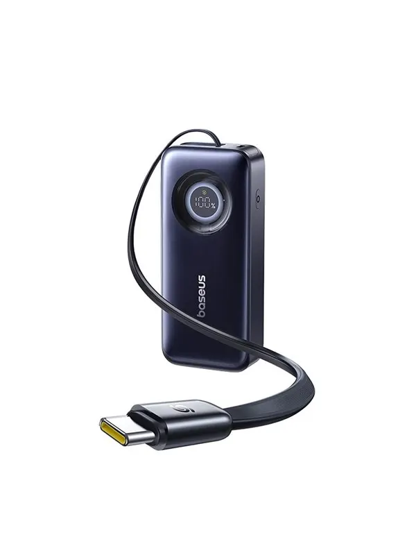Baseus EnerCore CR11 20000mAh 67W Power Bank with Retractable USB-C Cable - Black - 20000 mAh