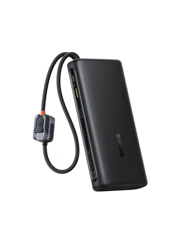 Baseus EnerFill FC41 25000mAh 145W Power Bank with Digital Display and Built-in Dual USB-C Cable - Black - 25000 mAh