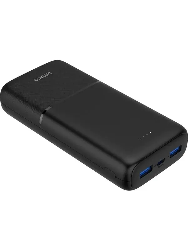 Deltaco PB-C1008 Powerbank | 2x USB-A + 1x USB-C | PD | Black - 20000 mAh