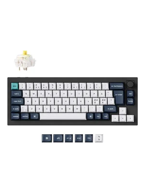 Keychron Q2 MAX - Knob Wireless Tri-Mode QMK/VIA - Gateron Jupiter Banana - Gaming Keyboard - Utan numpad - Nordisk - Svart