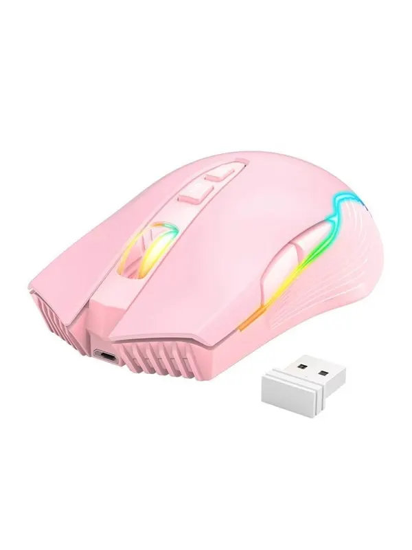 ONIKUMA CW905 Wireless - Gamingmus - Optic - 7 knappar - Rosa med RGB