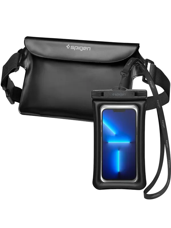 Spigen Aqua Shield WaterProof Floating Case + WaterProof Waist Bag A621 Set - black