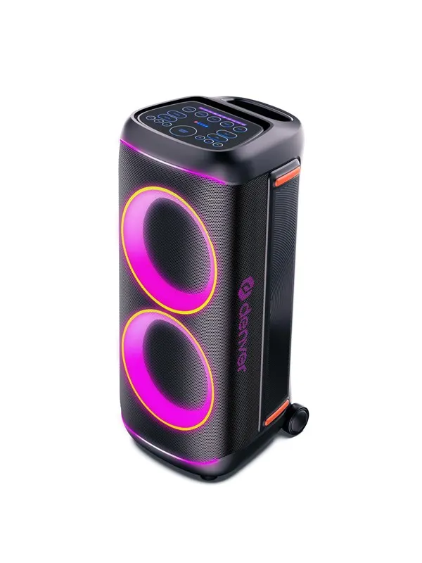 DENVER BPS-470 - Bluetooth Party Speaker with LED light & 2 x 10" woofers - Black