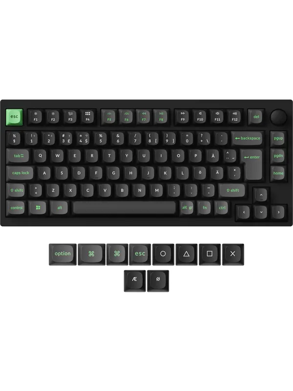 Keychron Lemokey P1 HE - 75% Knob Wireless Tri-Mode QMK/VIA Gateron 2.0 Magnetic Switch (Hall Effect) - Gaming Keyboard - Utan numpad - Nordisk - Svart