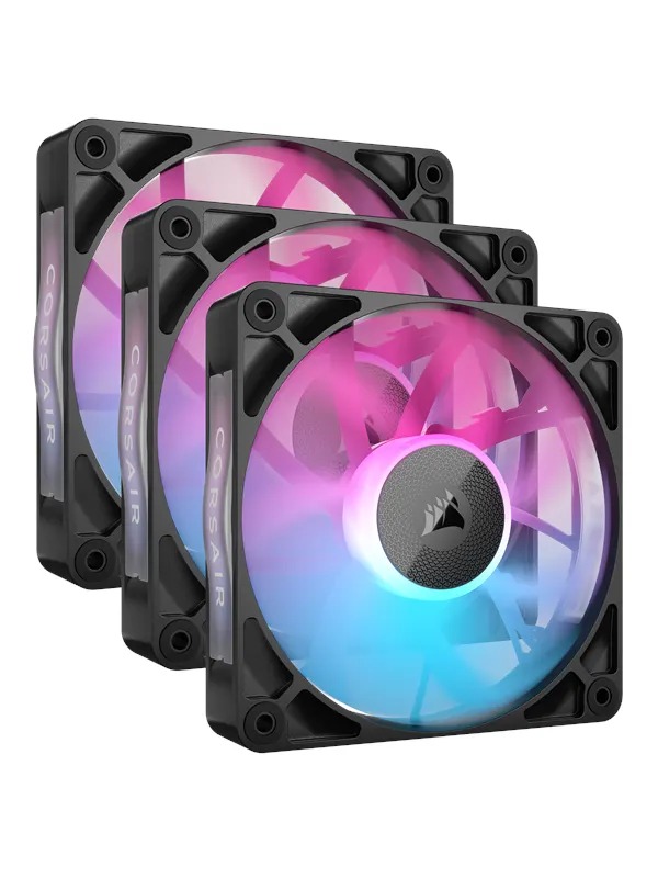 Corsair iCUE LINK RX120 RGB 3-pack - Chassi fläkt - 120mm - Svart med RGB LED - 36 dBA