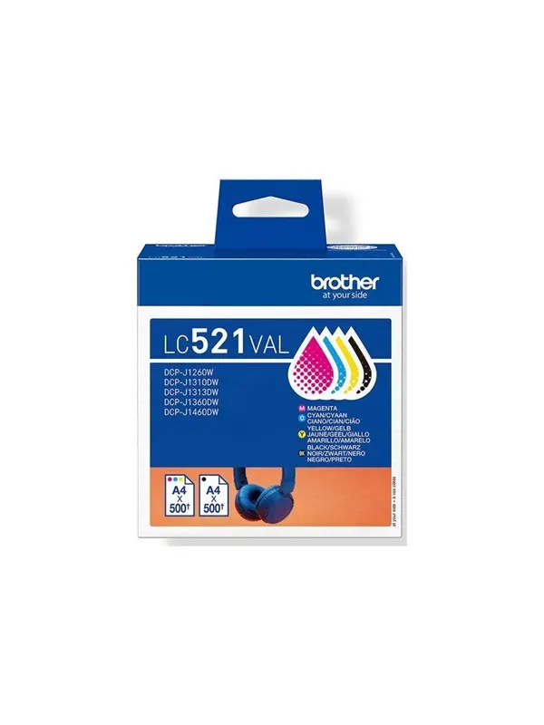 Brother LC521 Value Pack - 4-pack - black yellow cyan magenta - original - ink cartridge