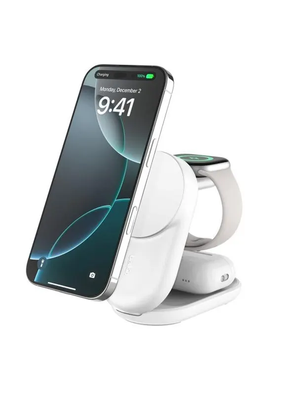Belkin UltraCharge 25w Qi2 3in1 Magnetic Charger - White