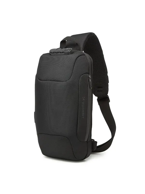 Wozinsky Premium Single Shoulder Anti-Theft City Backpack with Organizer and USB - Black