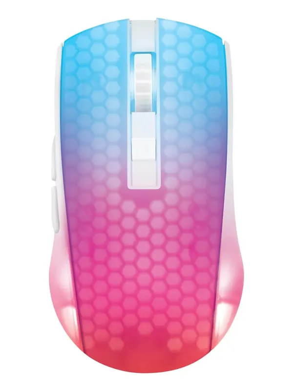 Deltaco GAMING DM320 Transparents RGB Wireless - Gamingmus - 6 knappar - Vit