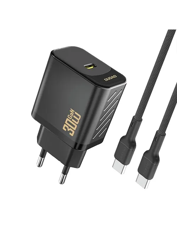 Dudao A27PCEU PD 30W GaN USB-C Wall Charger with USB-C Cable - Black