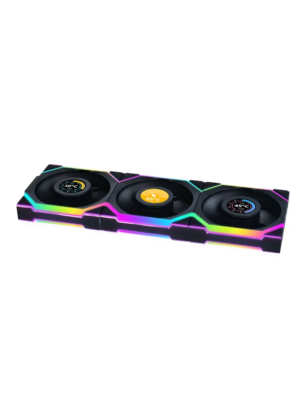 Lian Li UNI FAN SL Wireless LCD Reverse (3-pack) Black - Chassi fläkt - 120mm - Svart med RGB LED - 29 dBA