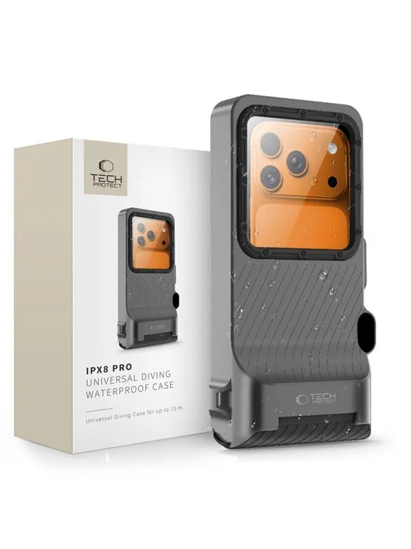 Tech-Protect IPX8 Pro Waterproof Phone Case - Grey/Black