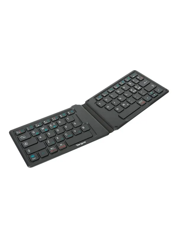 Targus Antimicrobial Ultra-Compact Folding Ergonomic Bluetooth - Tangentbord - Nordisk - Svart