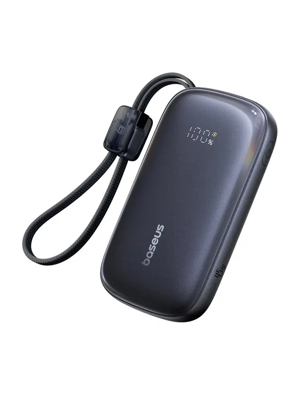 Baseus EnerFill FC21 Qpow 3 Ultra 10000mAh 45W Power Bank with Attached Lanyard Cable - Black - 10000 mAh
