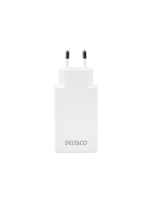 Deltaco Slim USB-C Wall Charger PD 67W | 2x USB-C | PPS + PD | White