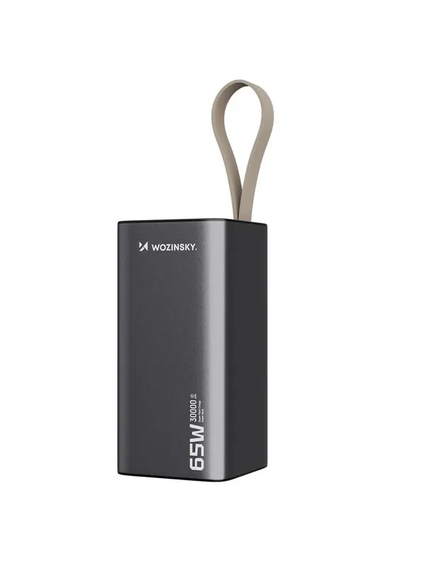 Wozinsky Powerbank K65+ 65 W 2 x USB-C 1 x USB-A - Grey - 30000 mAh
