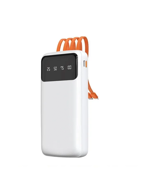 Dudao K6Pro Universal 10000mAh Power Bank with USB Cable USB Type C Lightning white (K6Pro-white) - 10000 mAh