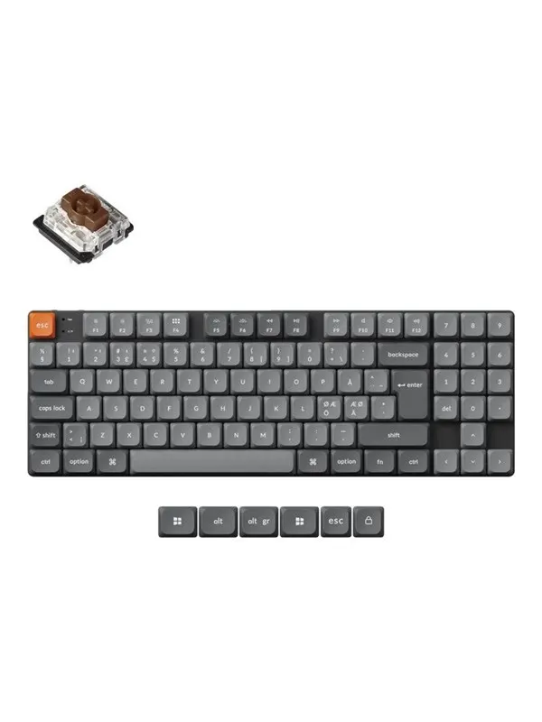 Keychron K13 Max QMK Wireless RGB Hot Swap Low Profile Brown - Gaming Keyboard - Utan numpad - Nordisk - Svart