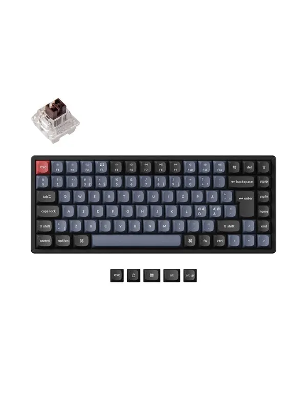 Keychron K2 Pro QMK/VIA Wireless RGB Hot Swap K Pro Brown - Gaming Keyboard - Utan numpad - Nordisk - Svart