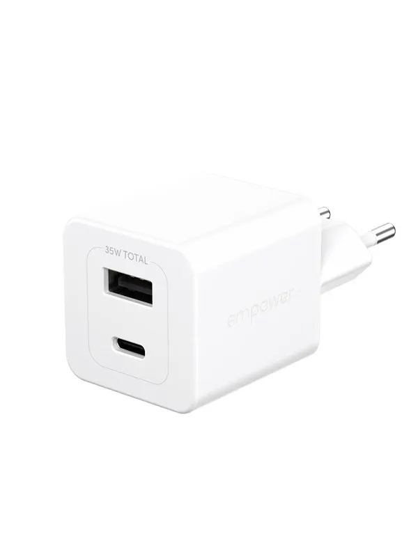empower by PanzerGlass Turbo 35W Charger incl. USB-C + USB-A | EU Plug | Silver White