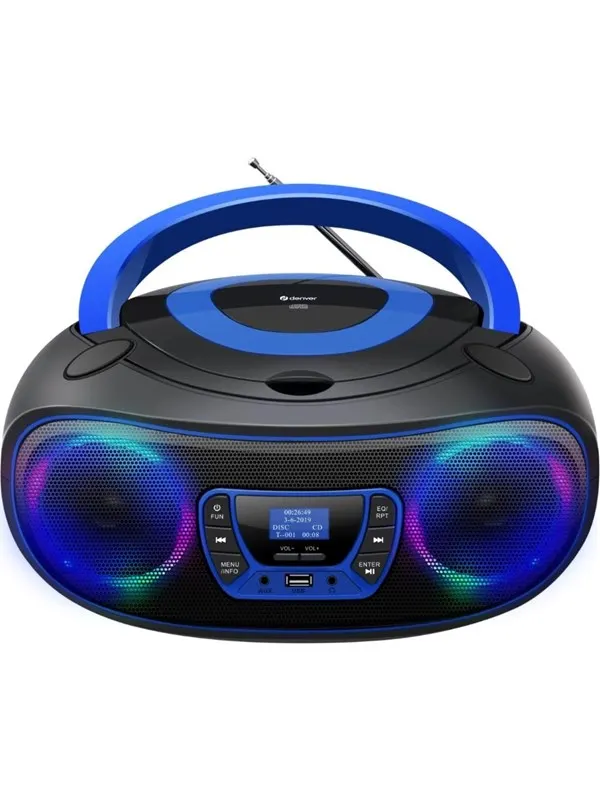 DENVER TDB-212BU - Blue - DAB+ Boombox with Bluetooth &amp; CD Player