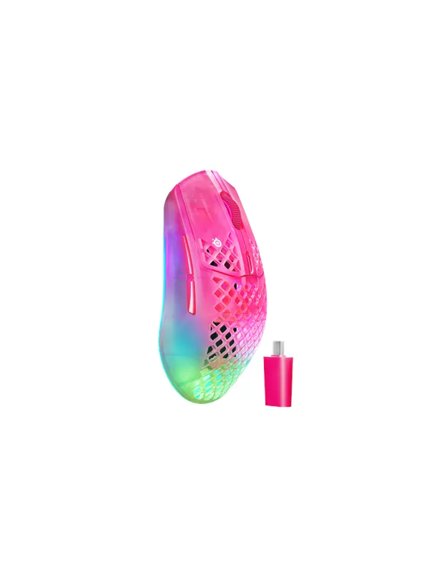 SteelSeries Aerox 3 WL Gen 2 (Magenta Haze) - Gamingmus - Optic - 5 knappar - Rosa med RGB