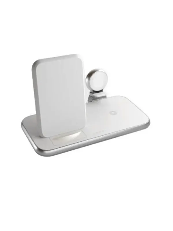 ZENS 4 in 1 Stand+Watch Wireless Charger Aluminium - White